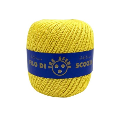 Gomitolo di Cotone N.8 Filo Di Scozia 100 Grammi Uncinetto Tre Sfere Colore Giallo 3
