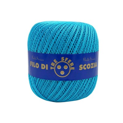 Gomitolo di Cotone N.8 Filo Di Scozia 100 Grammi Uncinetto Tre Sfere Colore Turchese 4