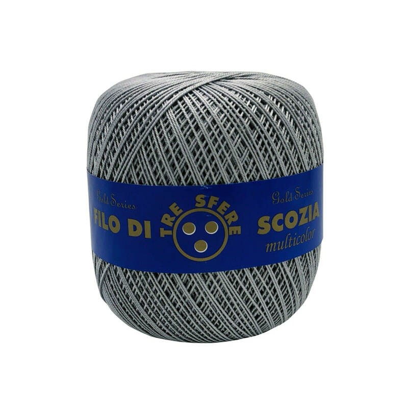 Gomitolo di Cotone N.8 Filo Di Scozia 100 Grammi Uncinetto Tre Sfere Colore Grigio 16