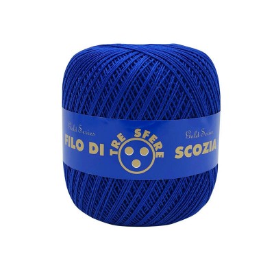 Gomitolo di Cotone N.8 Filo Di Scozia 100 Grammi Uncinetto Tre Sfere Colore Bluette 44