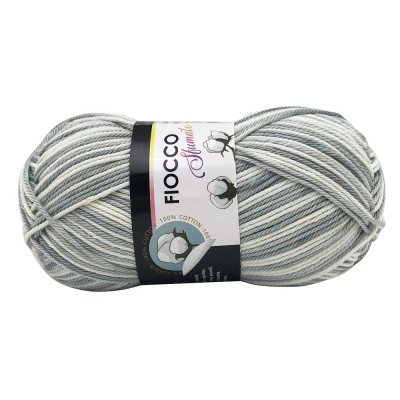 Gomitolo di Cotone "Fiocco Sfumato" Tre Sfere Colore Grigio Chiaro 9808