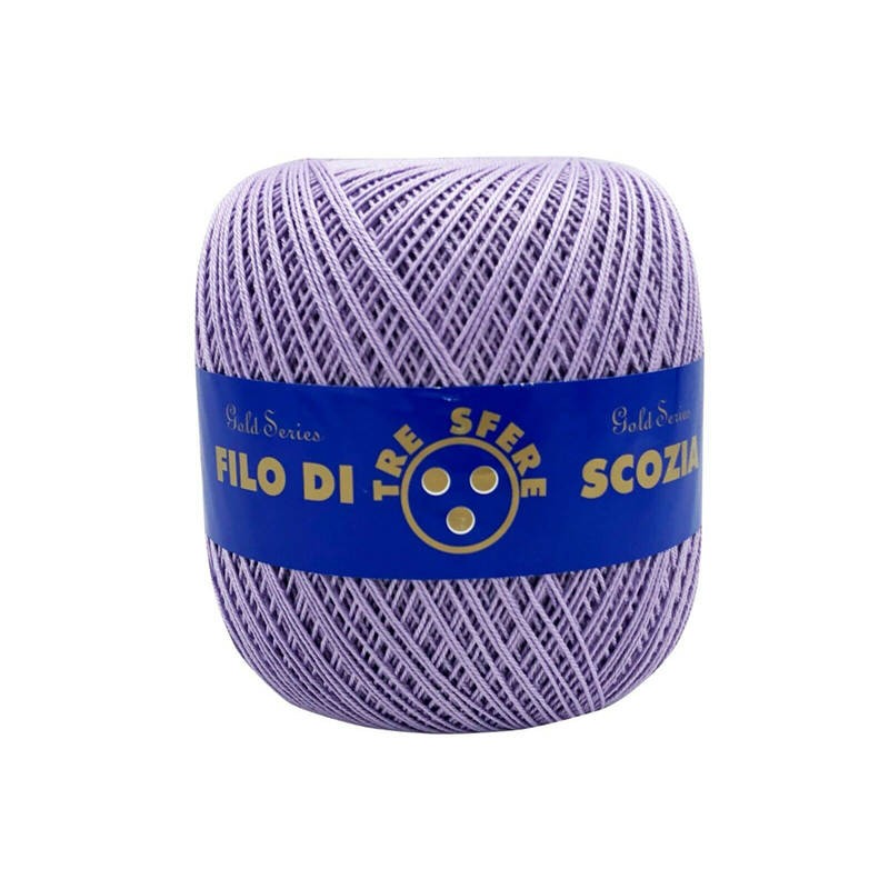 Gomitolo di Cotone N.8 Filo Di Scozia 100 Grammi Uncinetto Tre Sfere Colore Lilla 75