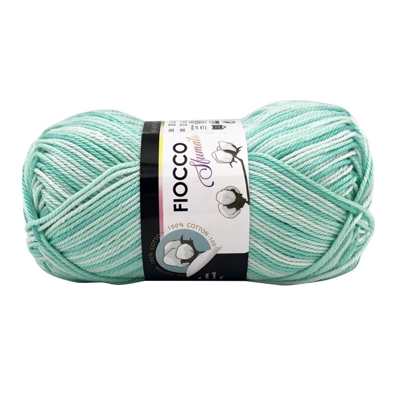 Gomitolo di Cotone "Fiocco Sfumato" Tre Sfere Colore Verde Acqua 9670