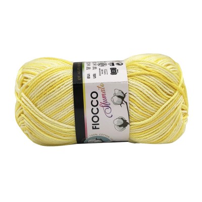 Gomitolo di Cotone "Fiocco Sfumato" Tre Sfere Colore Giallo 9210