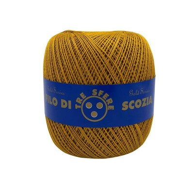 Gomitolo di Cotone N.8 Filo Di Scozia 100 Grammi Uncinetto Tre Sfere Colore Senape 105