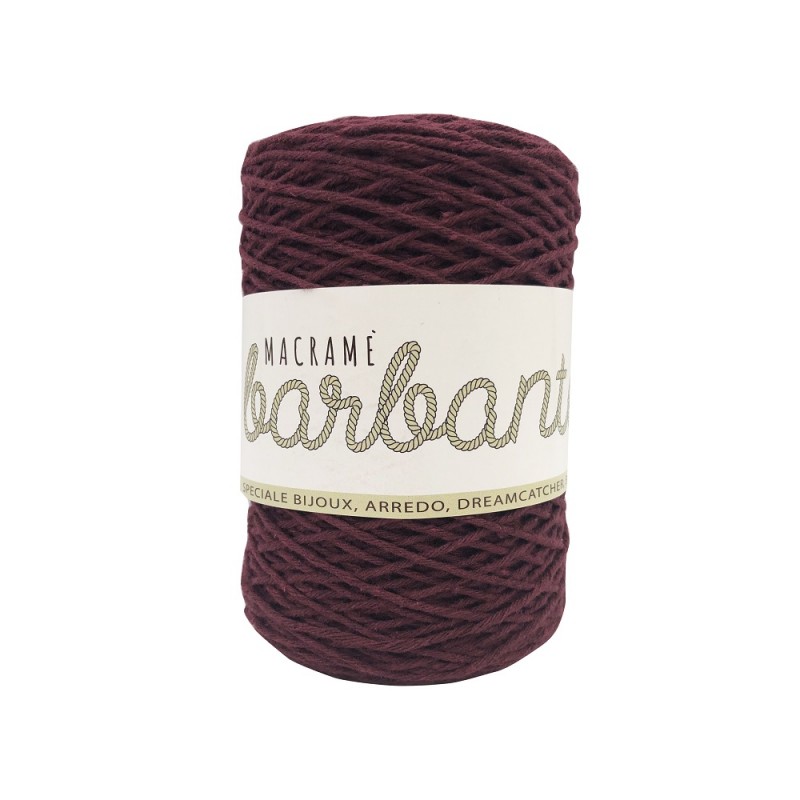 Macramé Cordino in Cotone Naturale per Borse Uncinetto Colore Bordeaux