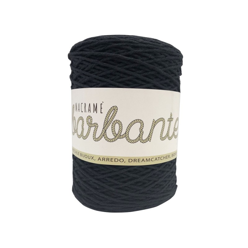 Macramé Cordino in Cotone Naturale per Borse Uncinetto Colore Nero