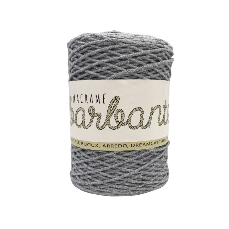 Macramé Cordino in Cotone Naturale per Borse Uncinetto Colore Grigio Macramé Cordino in Cotone Naturale per Borse Uncinetto Colore Grigio