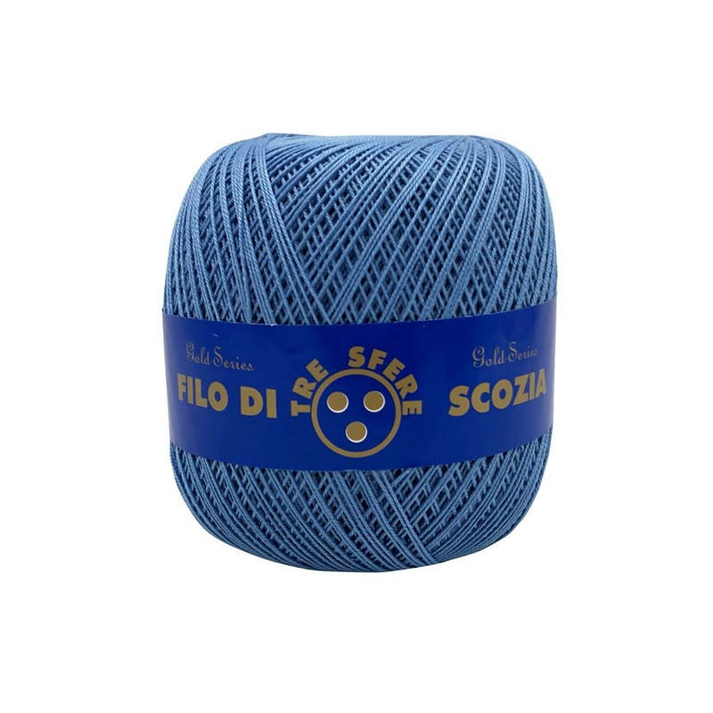 Gomitolo di Cotone N.8 Filo Di Scozia 100 Grammi Uncinetto Tre Sfere Colore Azzurro 162