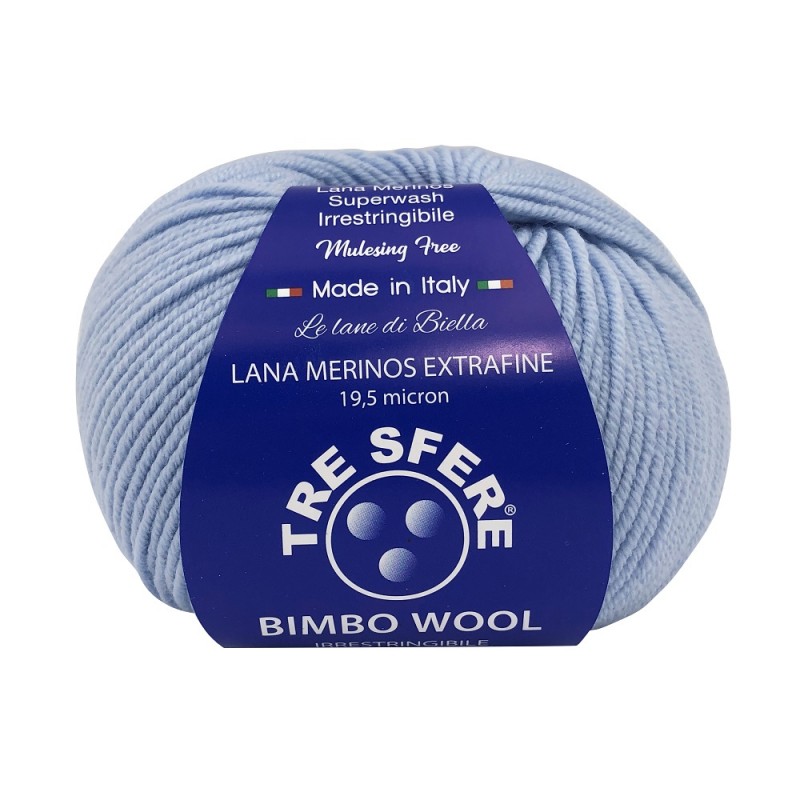 Gomitolo Lana "Bimbo Wool" Merinos Extrafine Baby Colore Celeste 19 Gomitolo Lana "Bimbo Wool" Merinos Extrafine Baby Colore Celeste 19