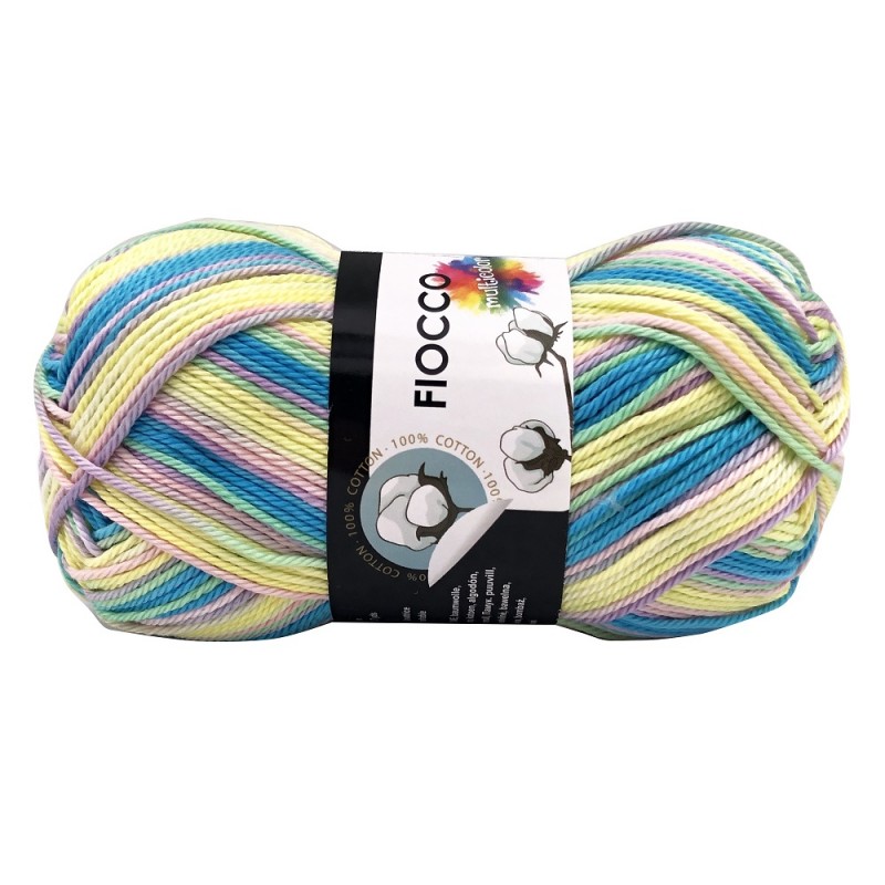 Gomitolo di Cotone "Fiocco Multicolor" Tre Sfere Colore Azzurro Lilla 9610