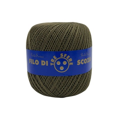 Gomitolo di Cotone N.8 Filo Di Scozia 100 Grammi Uncinetto Tre Sfere Colore Militare 170