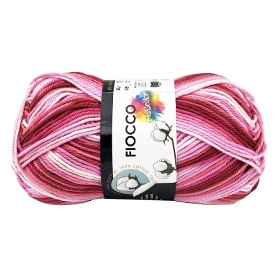 Gomitolo di Cotone "Fiocco Multicolor" Tre Sfere Colore Fucsia Mult. 9340