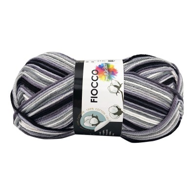 Gomitolo di Cotone "Fiocco Multicolor" Tre Sfere Colore Grigio Nero 9090