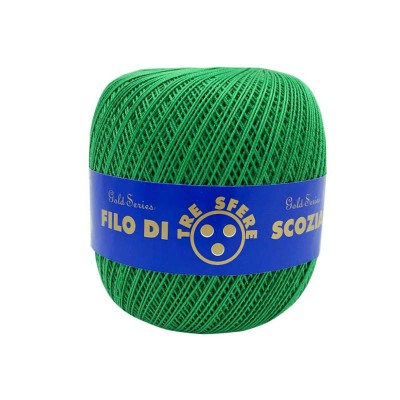 Gomitolo di Cotone N.8 Filo Di Scozia 100 Grammi Uncinetto Tre Sfere Colore Verde 253