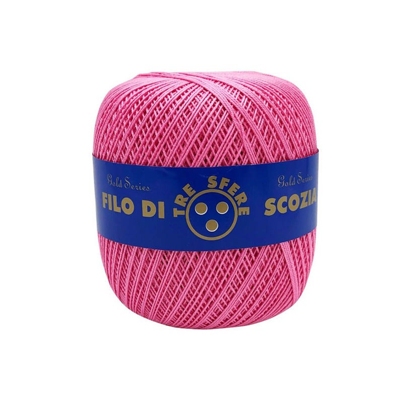 Gomitolo di Cotone N.8 Filo Di Scozia 100 Grammi Uncinetto Tre Sfere Colore Rosa Scuro 258