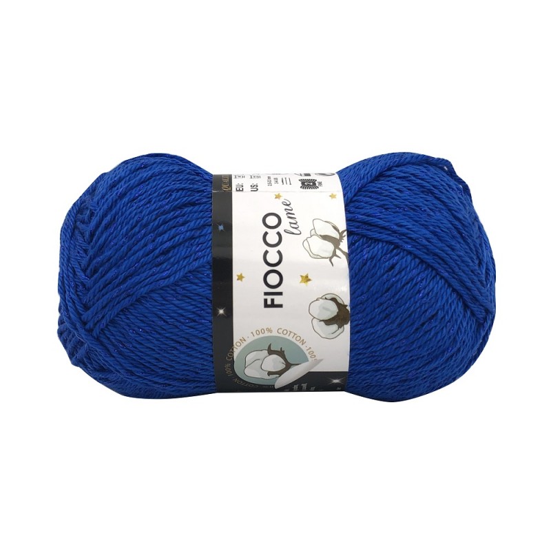 Gomitolo di Cotone "Fiocco Lamé" Tre Sfere Colore Bluette 7644