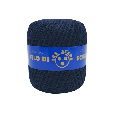 Gomitolo di Cotone N.8 Filo Di Scozia 100 Grammi Uncinetto Tre Sfere Colore Blu Notte 324