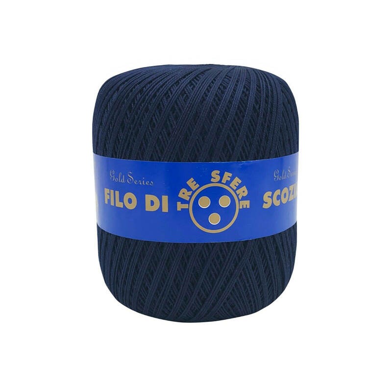 Gomitolo di Cotone N.8 Filo Di Scozia 100 Grammi Uncinetto Tre Sfere Colore Blu Notte 324