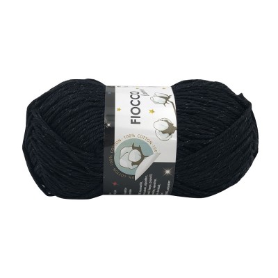 Gomitolo di Cotone "Fiocco Lamé" Tre Sfere Colore Nero 7555