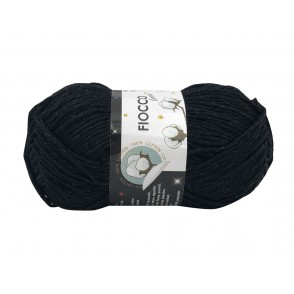Gomitolo di Cotone "Fiocco Lamé" Tre Sfere Colore Nero 7555