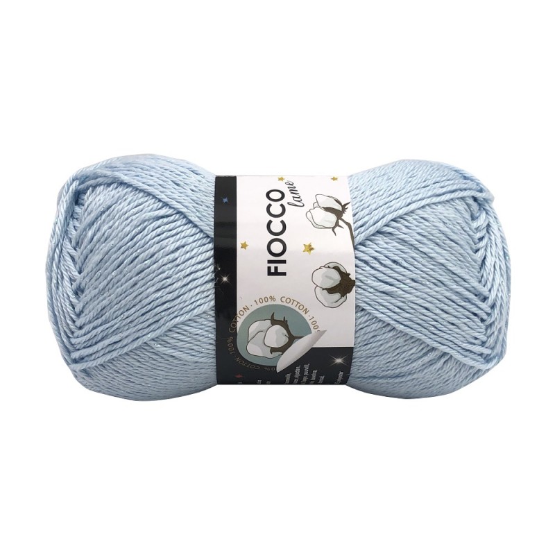 Gomitolo di Cotone "Fiocco Lamé" Tre Sfere Colore Azzurro Chiaro 7510